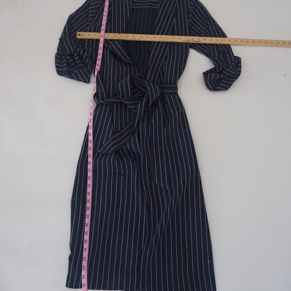 Aritzia Babaton New Kahlo Navy w White Stripes Robe Wrap Jacket Dress S - Picture 3 of 14